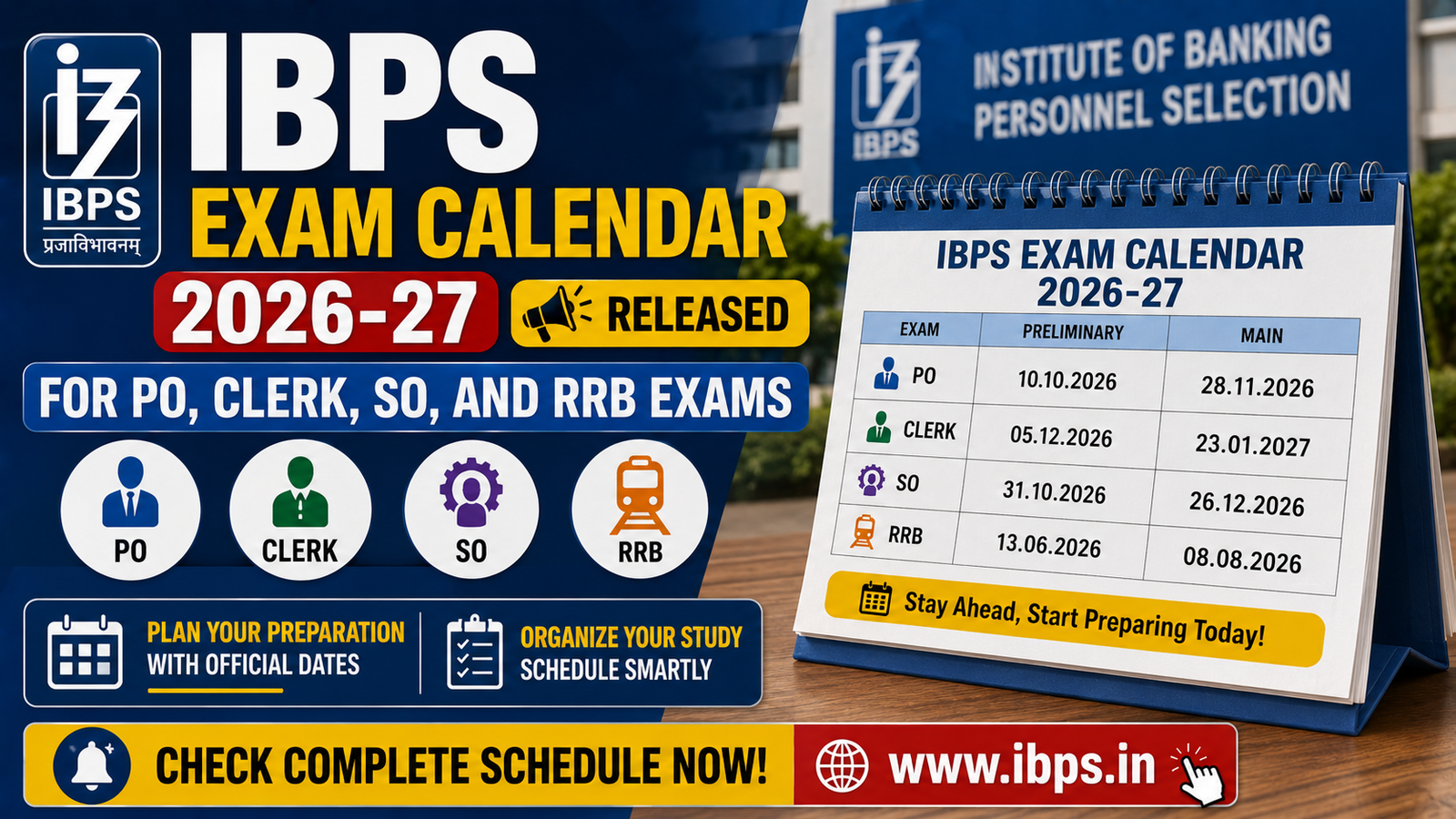 IBPS Exam Calendar 2026-27